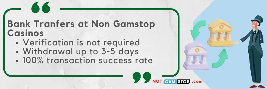 bank tranfer at online casino not on gamstop